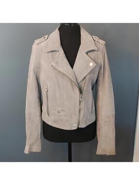 SL8 Gray Suede Leather Moto Jacket Size Medium